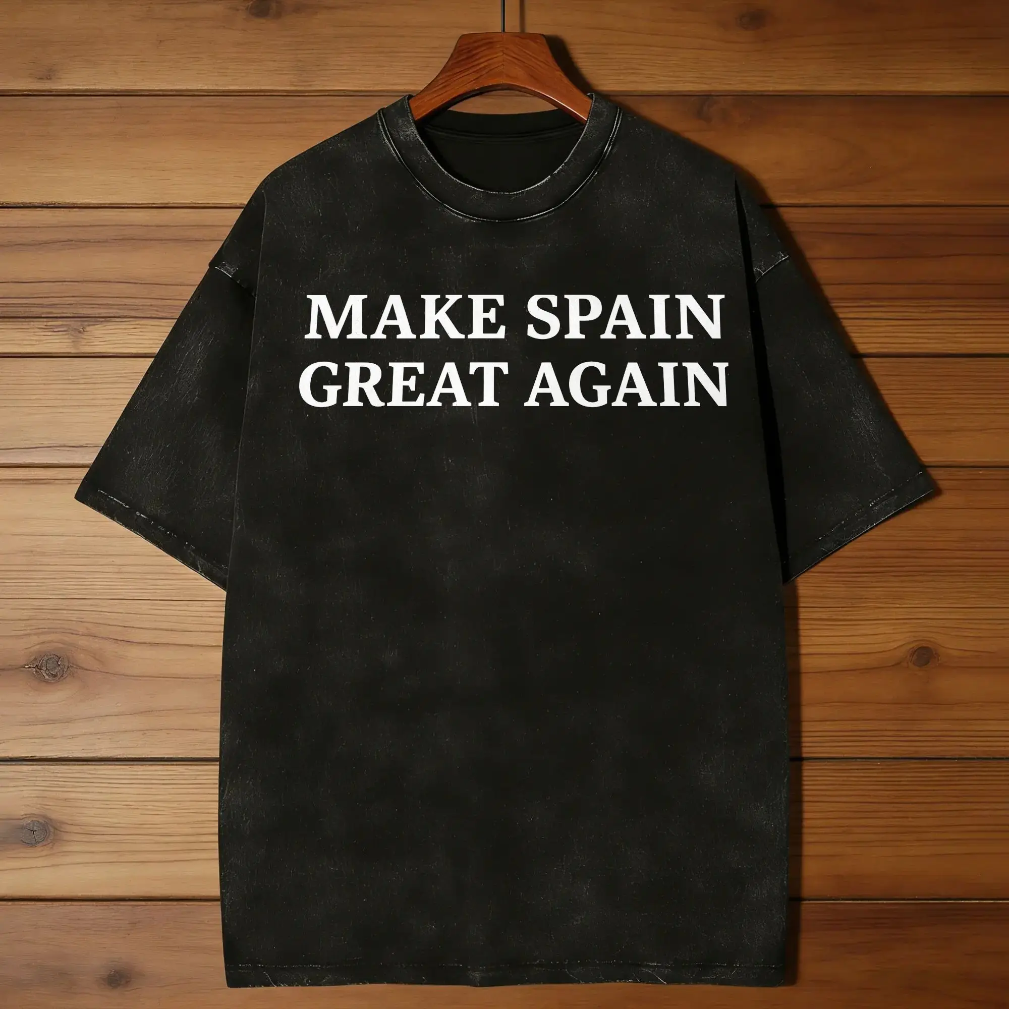 Espana Make Spain Great Again Men's T Shirt Washed  Funny Tees Short Sleeve Round Collar T-Shirt Pure Cotton Classic Clothing