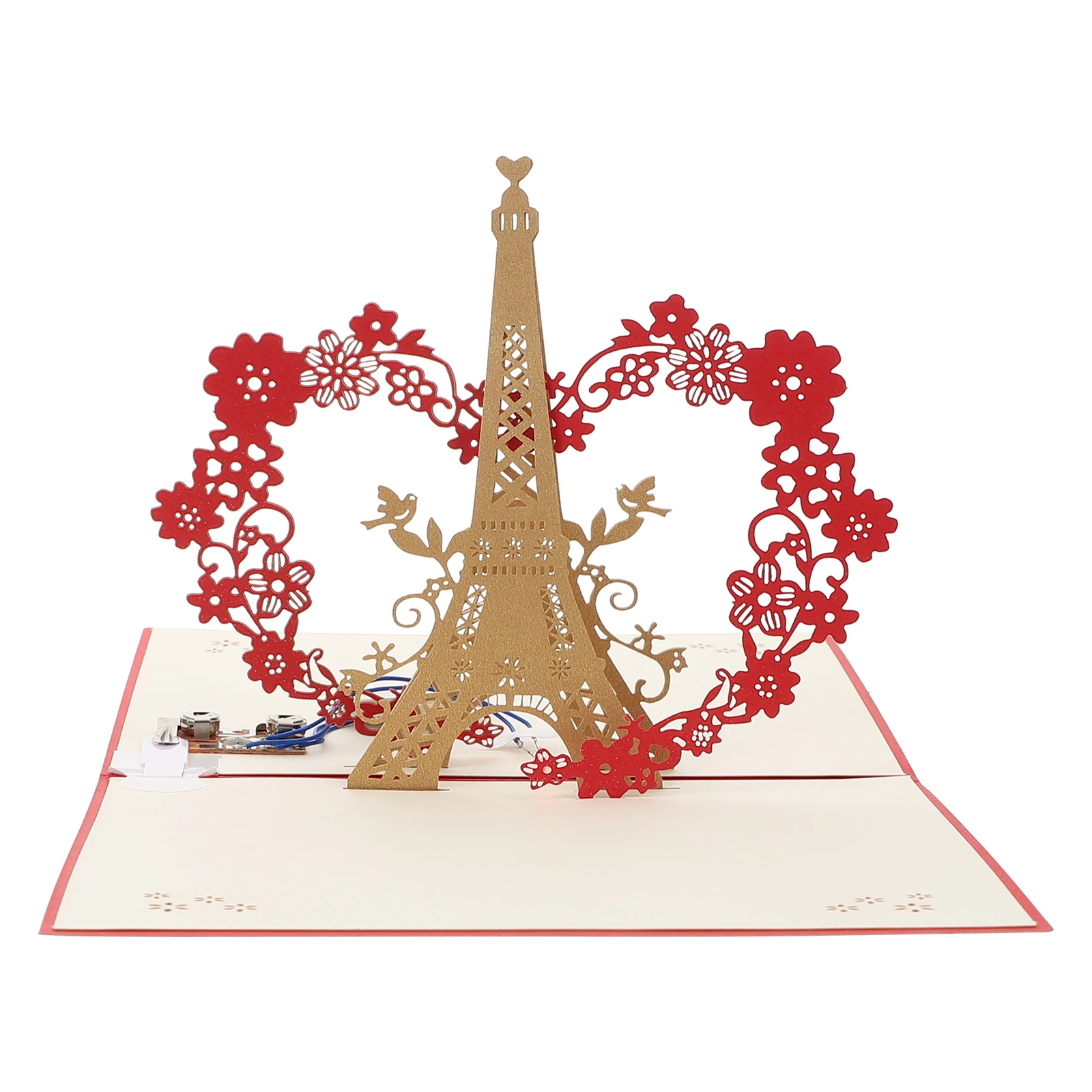 

1 set Eiffel Tower 3D Greeting Card Birthday Music Lighting Pop up Glowing Tower Child Gift Printing Elegant Design 3D Cards