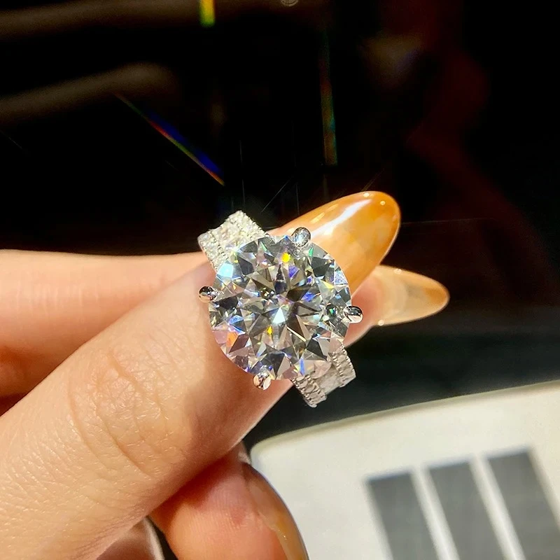 

KNB Noble Dazzling 10CT Настоящие обручальные кольца с бриллиантами из чистого муассанита для женщин Настоящее серебро 925 пробы Лучшее качество ювелирных изделий