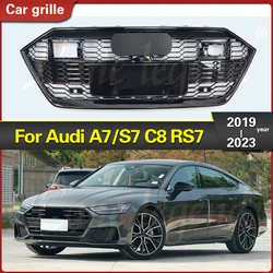 Car ABS grille fit for Audi A7/S7 C8 2019-2023 Modify For RS7 Style Auto Part ABS Black Car Front Upper Grille Car Styling