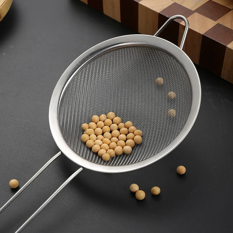 Stainless Steel Golden Filter Flour Strainer Soy Milk Leakage Net Oil Foam Skimmer Juice Fine Mesh Sieve Kitchen Accessories