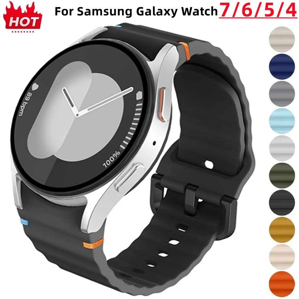 

Strap For Samsung Galaxy Watch 7 6 5 4 Classic 5 pro 44mm 40mm 43mm 42 47mm 45mm 1:1 Silicone Bracelet Galaxy Watch 4 5 6 7 Band