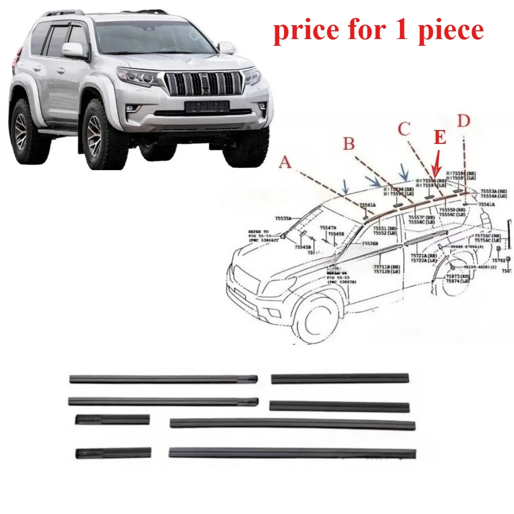 

1 Pcs Roof Rubber for Toyota LC150 2010-2022 75551-60120 Weatherstrip Seal for Land Cruiser Prado 150 Roof Layering Seal