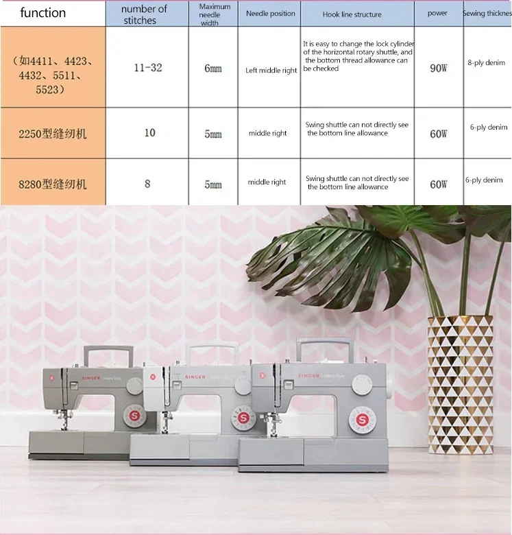 ماكينة خياطة Singer 4423 منزلية متعددة الوظائف من النوع السميك بدواسة كهربائية ماكينة خياطة لسطح المكتب مع فتحة زر الأوفرلوك #3