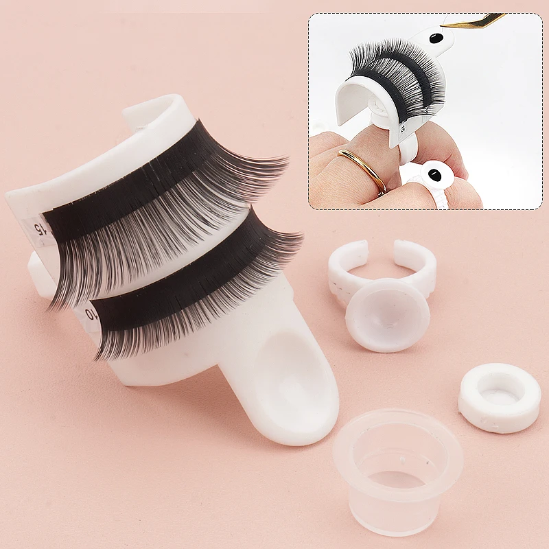 5 teile/satz Wimpern Splitter Nail art Tattoo Kleber Palette Halter Wimpern Verlängerung Ringe Stehen Klebstoff Pigment Schalen Make-Up-Tools – Detail 1