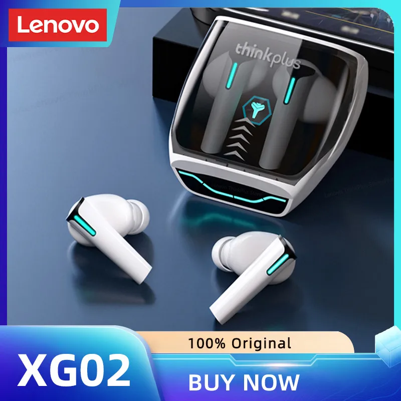 Original Lenovo XG02 Stylish Earphone Noise Reduction Low Latency Earbuds Powerful Transmission Gaming Speed Headphones with Mic