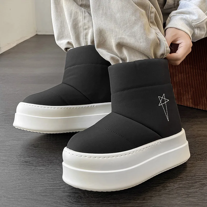 Brand Men Snow Boots High-TOP Ankle Cotton Slip On Platform Thick Sole Shoes For Women Vintage Luxury Casual Owen Brand Design