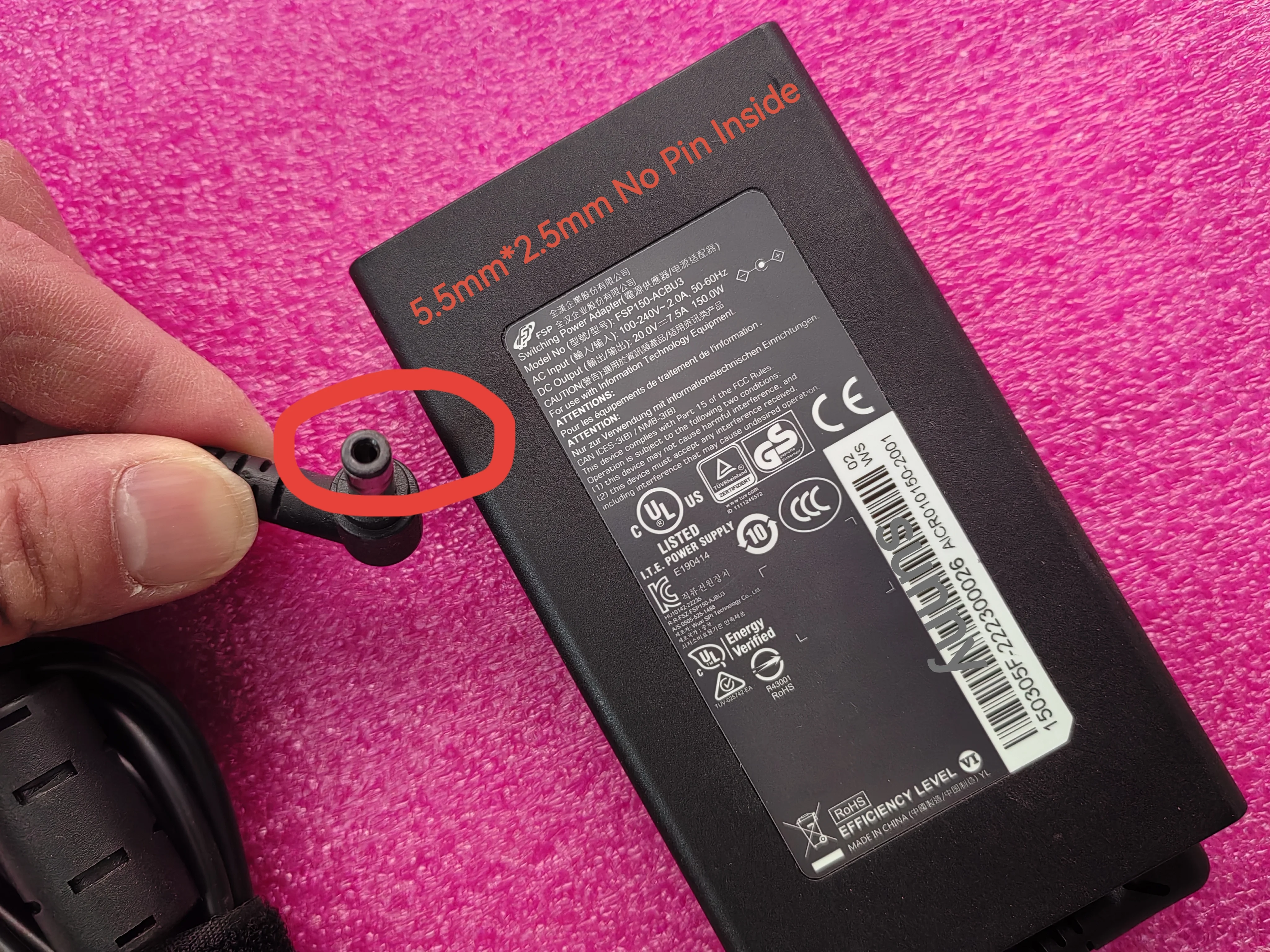 OEM Slim FSP 20V 7.5A FSP150-ACBU3 for Asus NUC 15 Pro NUC15CRKI3 5.5mm*2.5mm 150W AC Adapter