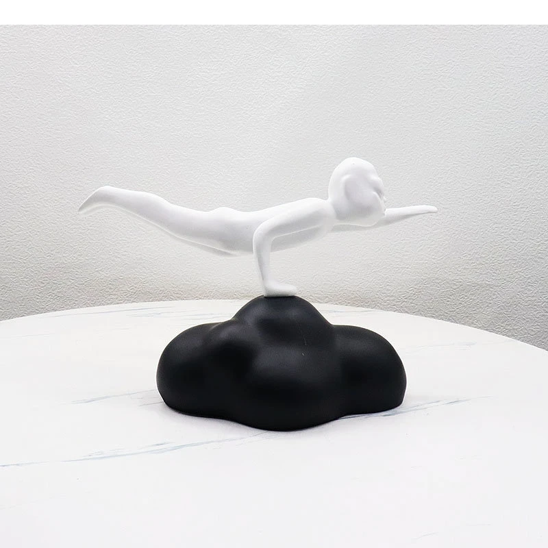 Flying In The Clouds Pilot Character Resin Sculpture Modern Home Decor Crafts Abstract Figure Statue Desk Decoration Ornaments