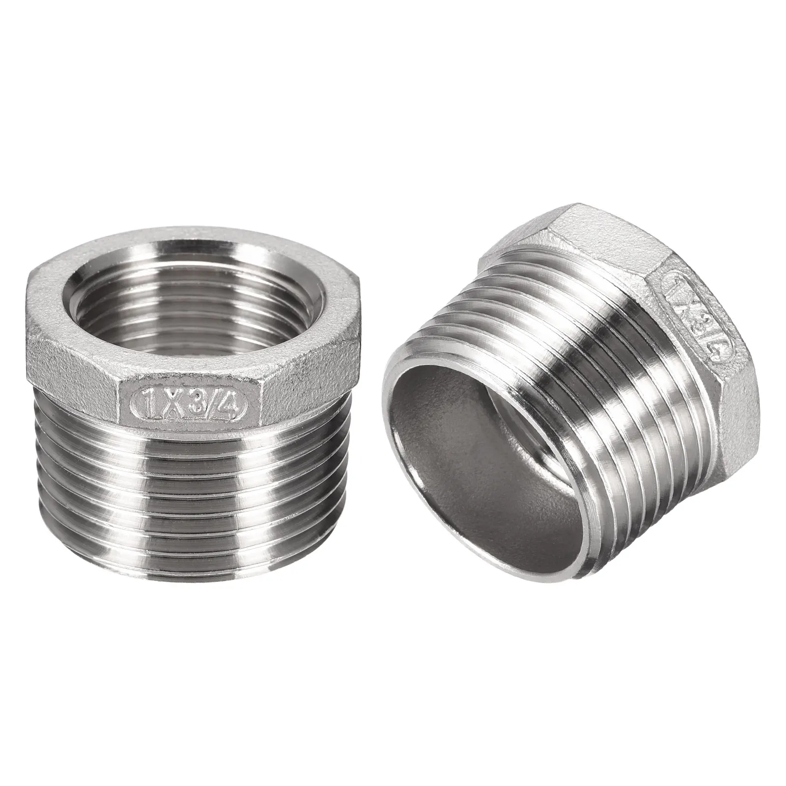 

2pcs Hex Reducing Bushing 1 PT Male to 3/4 PT Female 304 Stainless Steel Pipe Fitting Reducer Adapter for Connecting Pipe