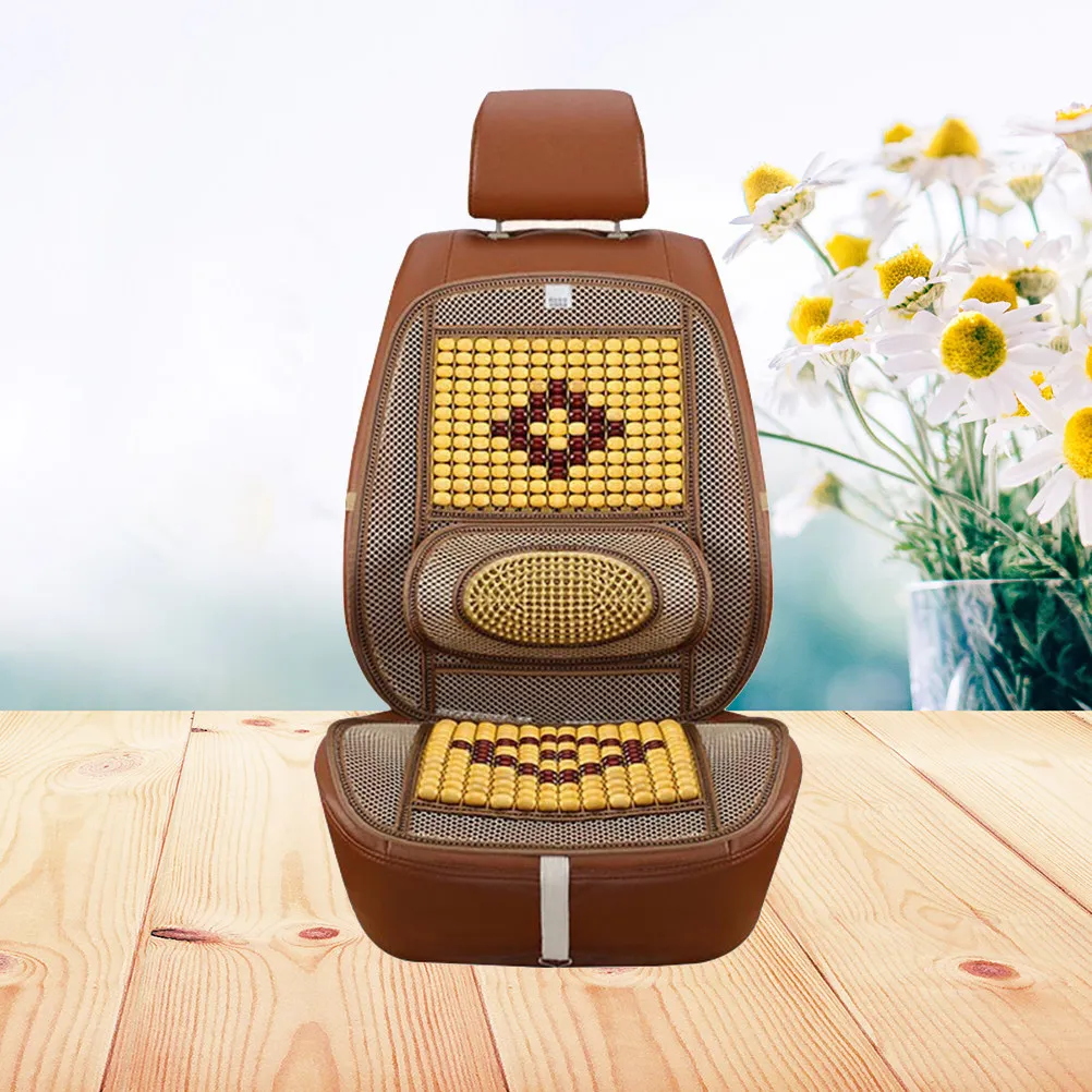 

Охлаждающая подушка для автомобильного сиденья из деревянных шариков, летняя, дышащая, вентилируемая, одинарная, для автомобиля, офисного кресла, массажный коврик из ледяного шелка
