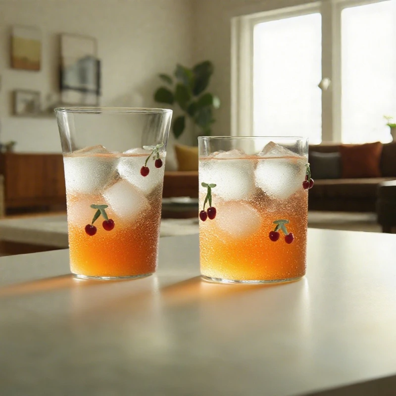 

LTT Creative Cherry Cup Household Glass Light Luxury Simple High Temperature Resistant Juice Cup