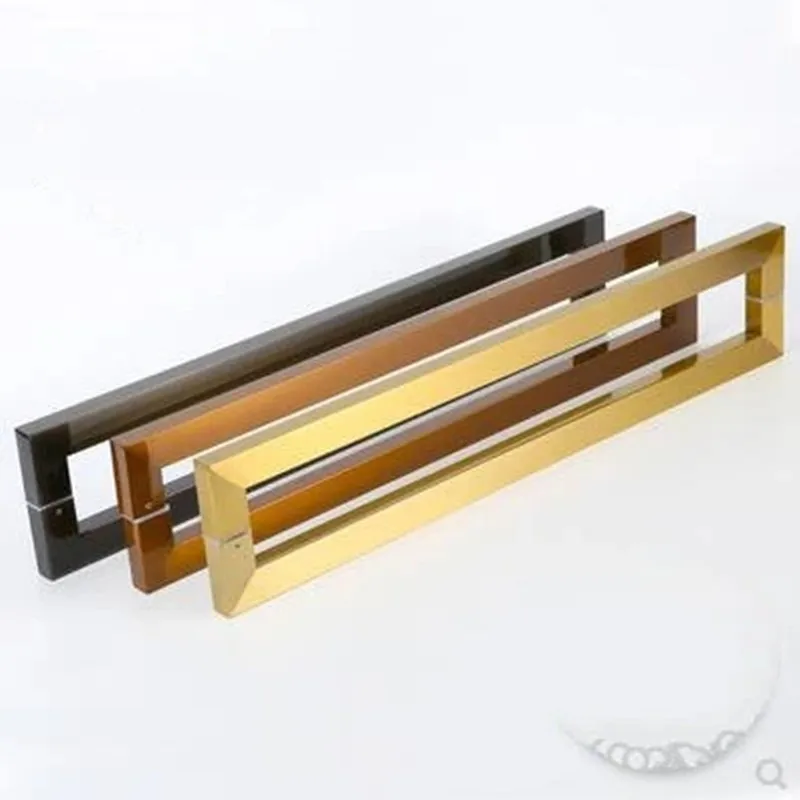Glass door handle Stainless steel square tube extra thick single bend Sliding door handle electroplating(XYLS-018)