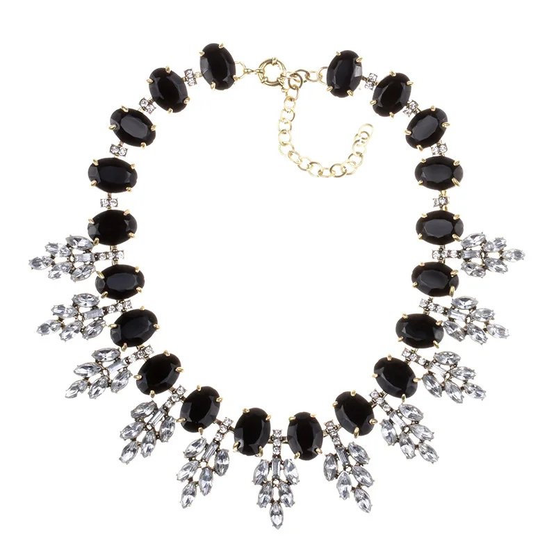 

Costume Jewelry Jewellery Vintage Accessories Wholesale Bridesmaid Luxury Black Crystal Rhinestone Statement Necklace for Women