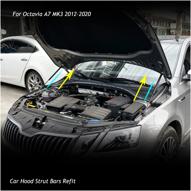 Qtà(2) Per il 2012-2021 Skoda Octavia A7 MK3 Refit Cofano Cofano Ammortizzatore A Gas Ascensore Puntone Barre Asta di Supporto Staffa a Molla