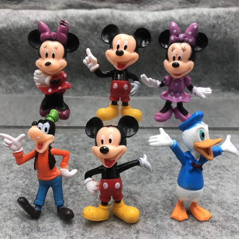 Figuras de dibujos animados de Mickey Mouse para decoración de tartas, figuras de Anime, Castillo Mágico de Disney, adornos de escritorio para el hogar, regalo de fiesta de cumpleaños, 6 modelos