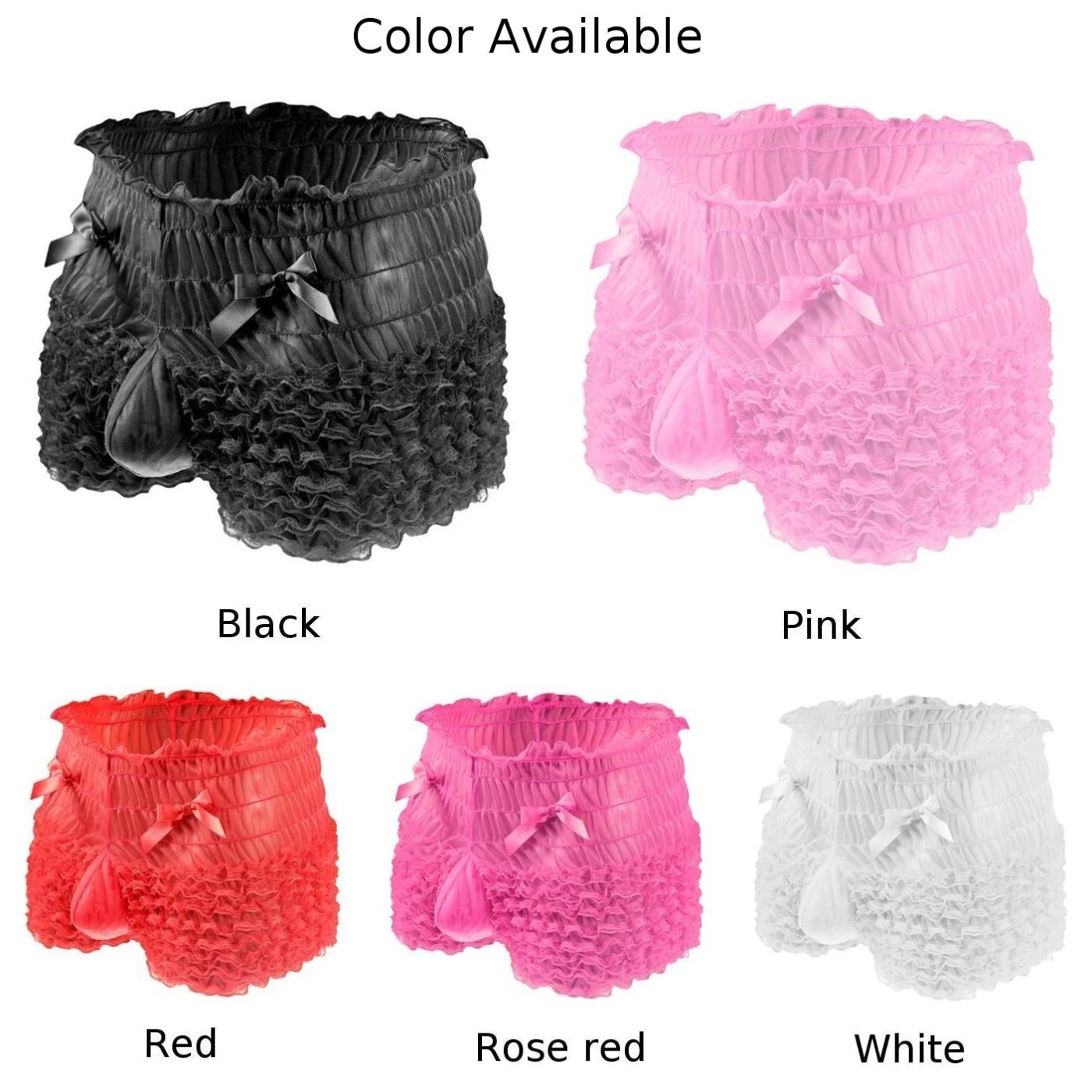 Troncos sensuais de babados para homens, cuecas femininas, cuecas femininas com crossdress, lingerie com bolsa convexa em U, cuecas, calcinhas