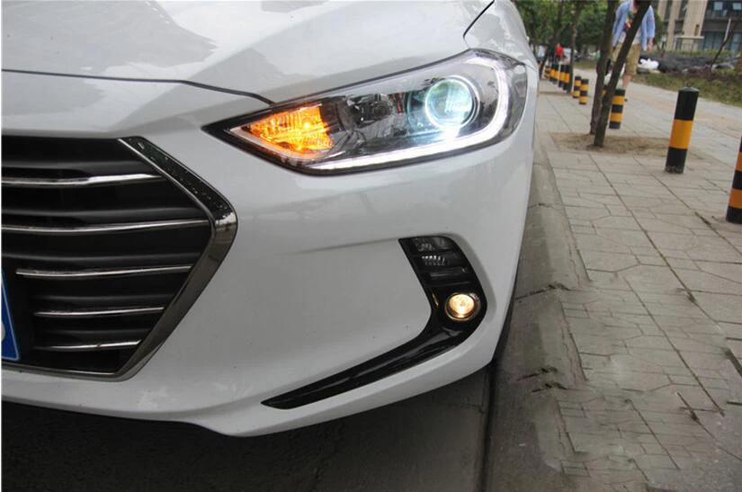 

Car Styling For Hyundai Elantra Headlights 2017 2018 Elantra LED Headlight DRL Bi Xenon Lens High Low Beam Parking HID Fog Lamp