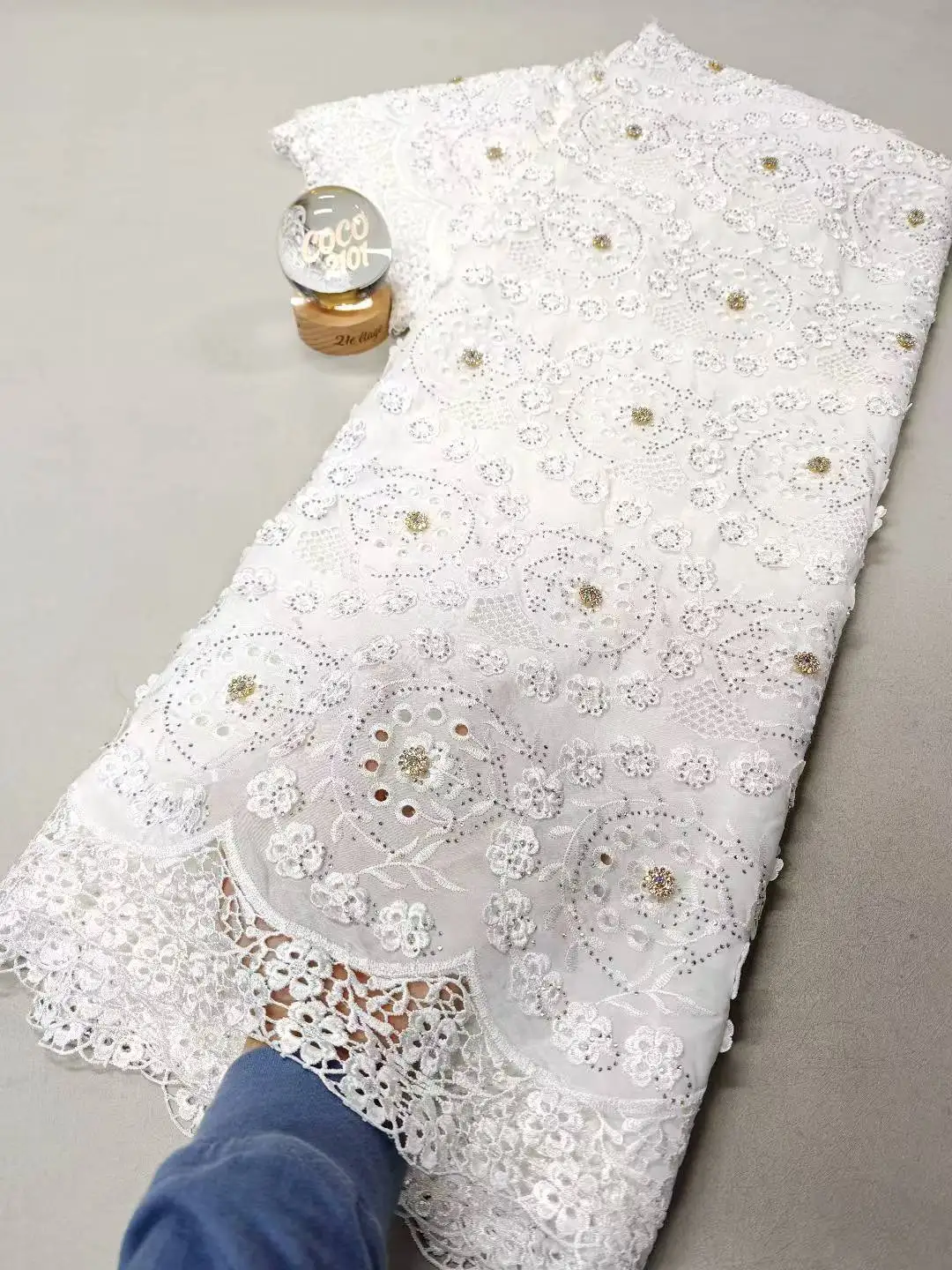 

2026 Nigerian Sequins Tulle High-Quality Lace Fabric Embroidery African Net Cloth for Prom Dresses Beads 5 Yards XL162