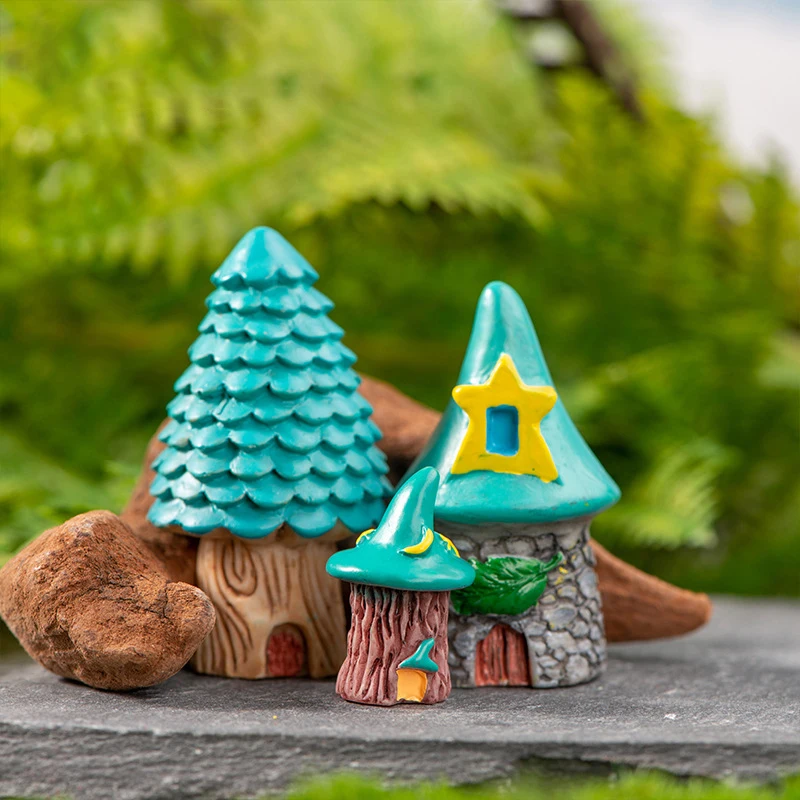 Cartoon Mini Tree House fai da te Micro ornamenti paesaggistici scena di giardinaggio accessori per l'abbellimento decorazione della casa artigianato in resina regali