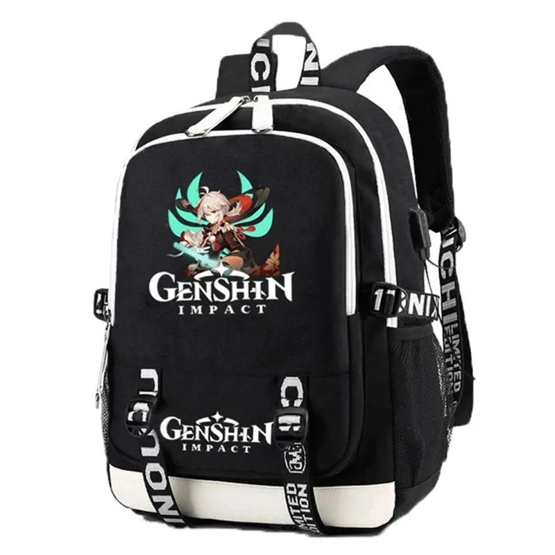 Genshin Impact USB Backpack School Book Bags Fans Travel Bags Laptop Headphone Port Mochila