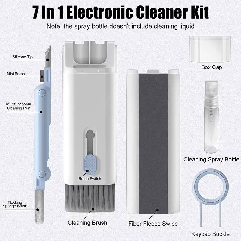 7 in 1 Heady Earphone Cleaning Pen for Headset Keyboard Cleaning Tools Cleaning Keycap Kit Computer Keyboard Cleaner Brush Kit