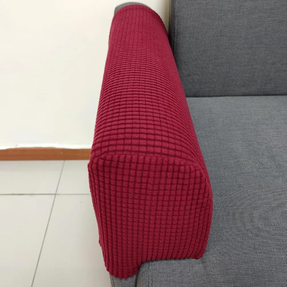 For Armchair Armrest Protector 2pcs/set of Wool Premium Armrest Gloves Stretch Chair Sofa Armrest Protector Stretch Fit Burgundy