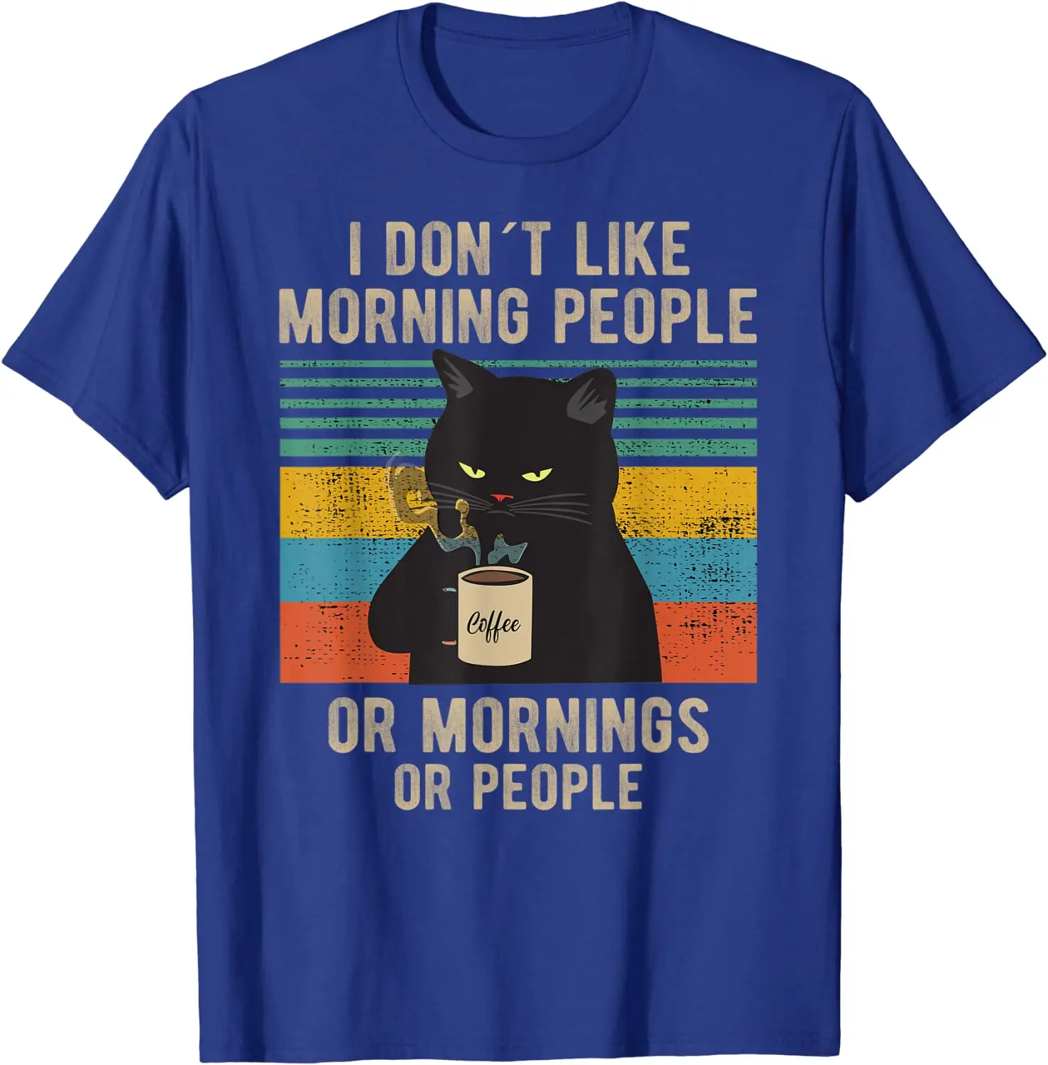 I Hate Morning People and Mornings and People Coffee Cat T-Shirt Graphic T Shirts for Men Women Teens Casual Cotton Daily