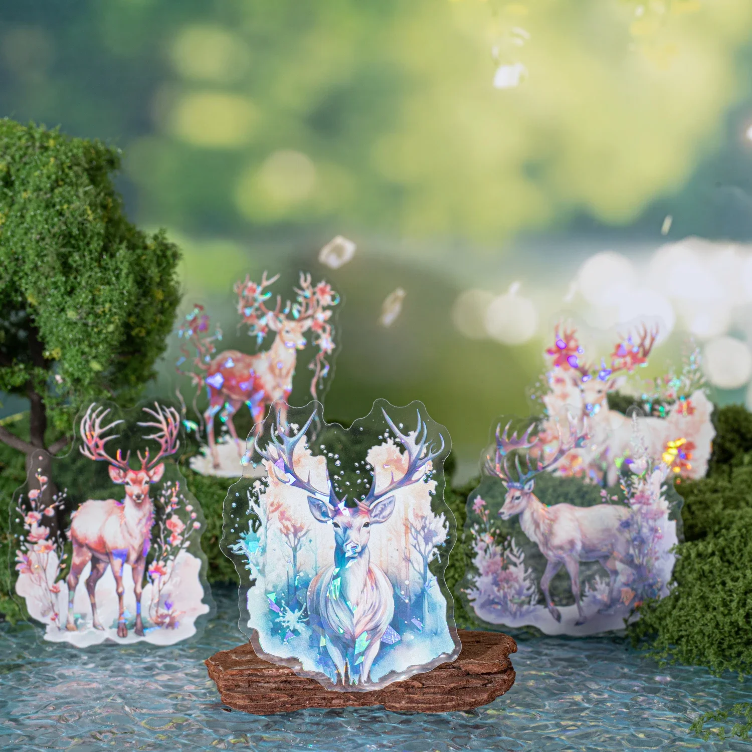 JIANWU الغزلان القرن الغابات سلسلة خمر الغزلان زهرة المناظر الطبيعية الحيوانات الأليفة ملصق الإبداعية DIY بها بنفسك مجلة المواد الكولاج القرطاسية #2