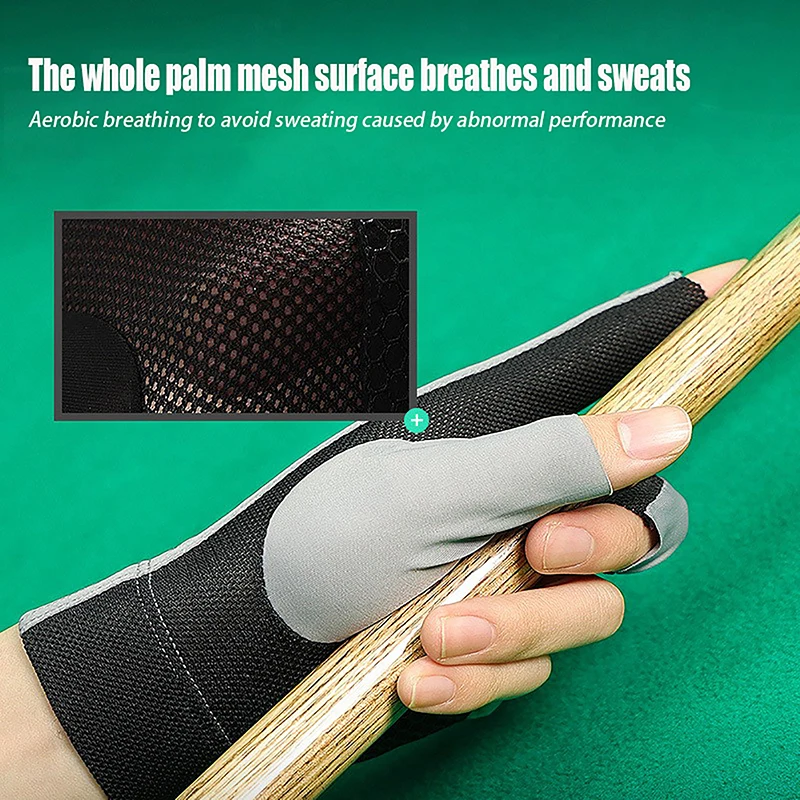 Billiards Glove Left Hand Three Finger Snooker Billiard Glove Non Slip Stickers Elasticity Billiard Training Gloves Accessories