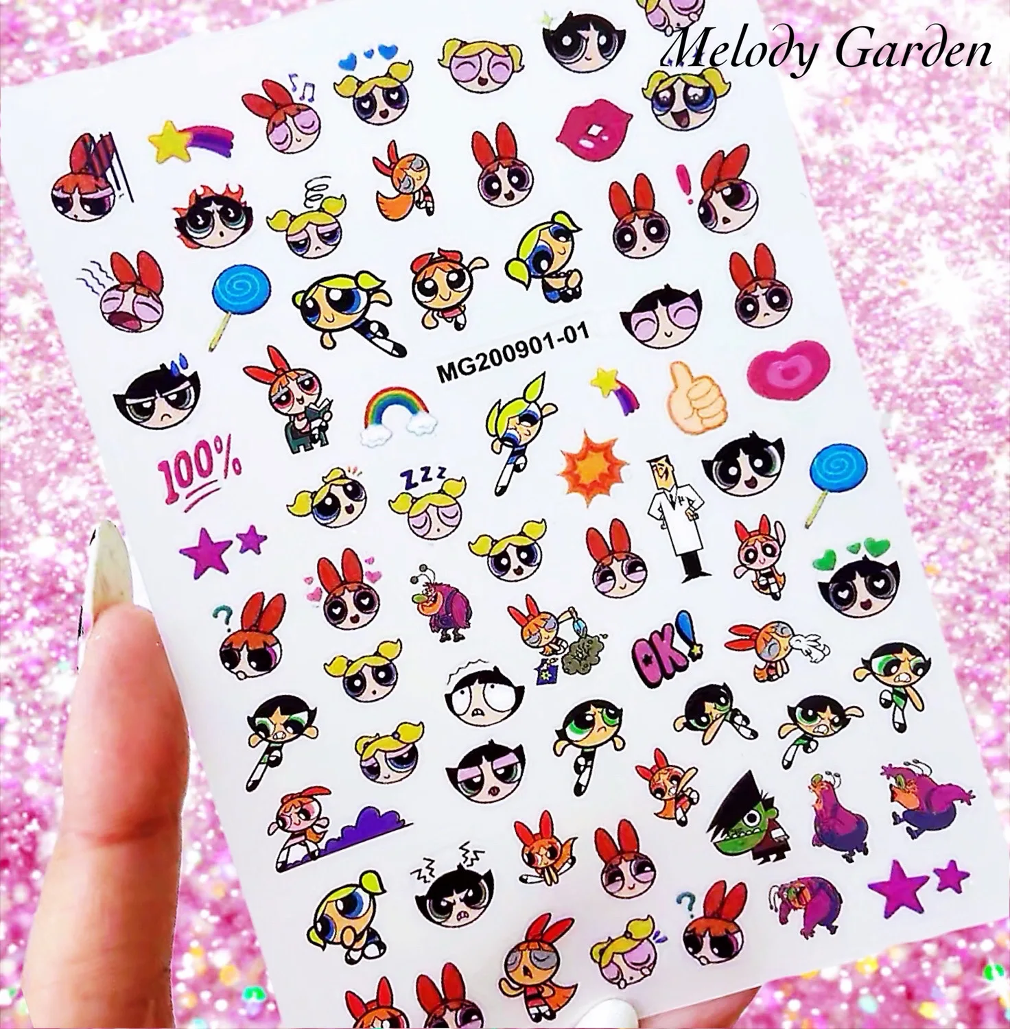 1 Stuks Cartoon Meisjes Nail Sticker Anime Kawaii Schattige Stickers Nail Art Decoratie Diy Press Op Nagels Mode Schoonheid