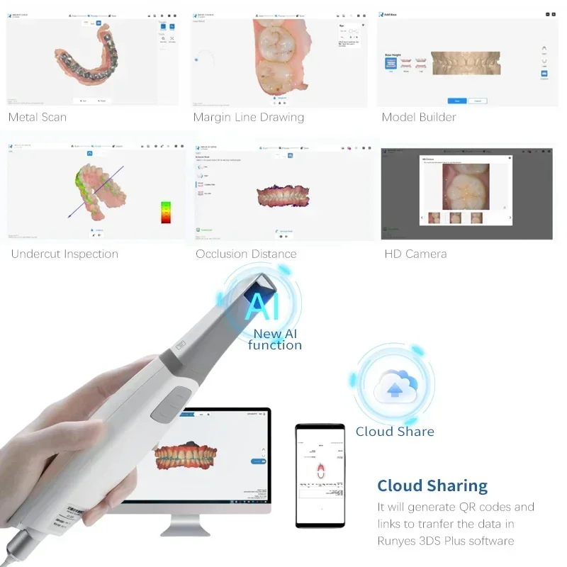 Dental Oral 3D Intraoral Scanner Digital image radiography AI scanner impression Dental Intraoral Scanner