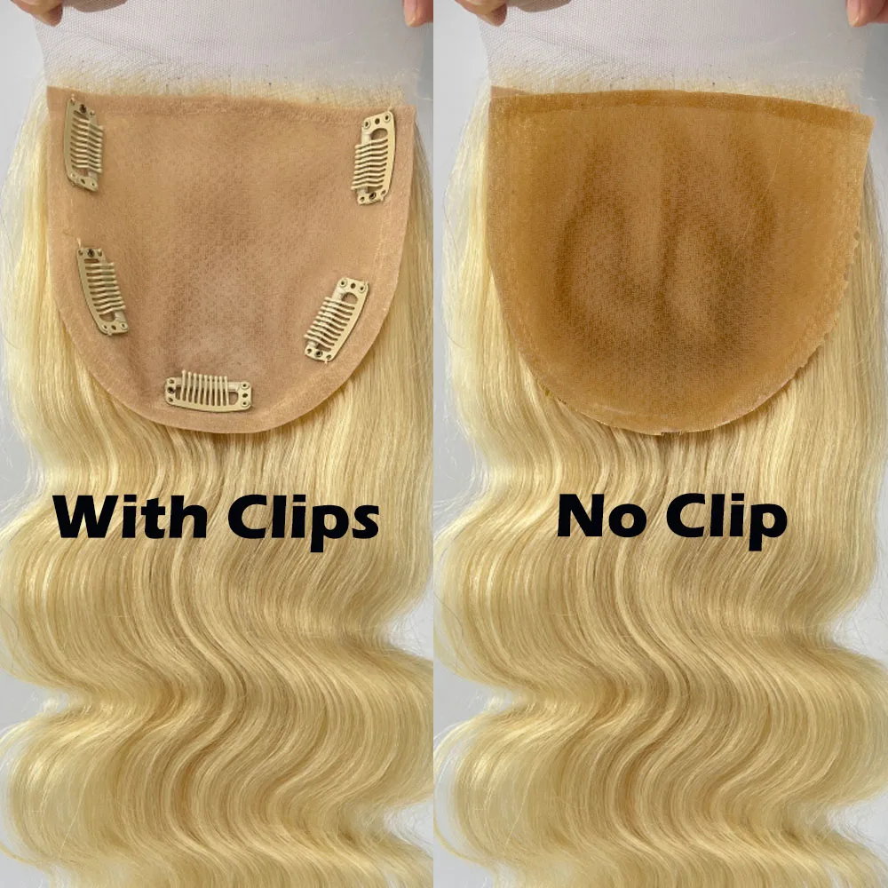 ضوء شقراء الحرير إغلاق العلوي الجسم موجة البرازيلي ريمي الشعر البشري توبر قاعدة الحرير لتخفيف الشعر النساء مع كليب في 24" #6