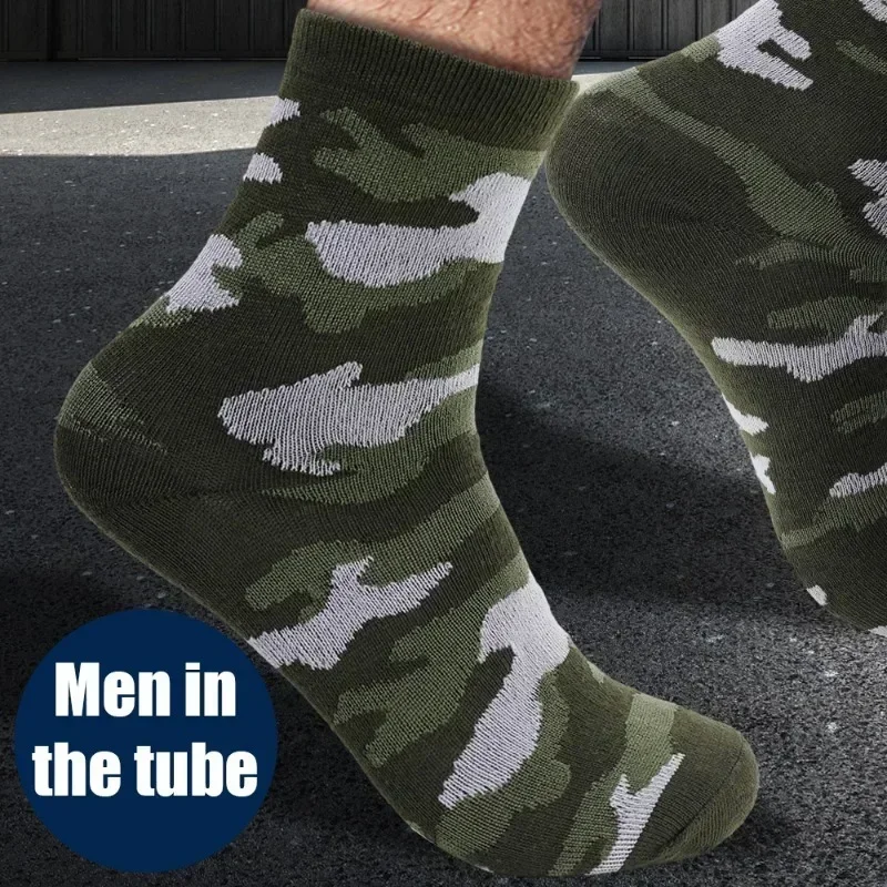 Army Green Mid Tube Socks Autumn Winter Men Comfortable Warm Thickened Socks Soft Large Size Breathable Socks Fashion Accessory