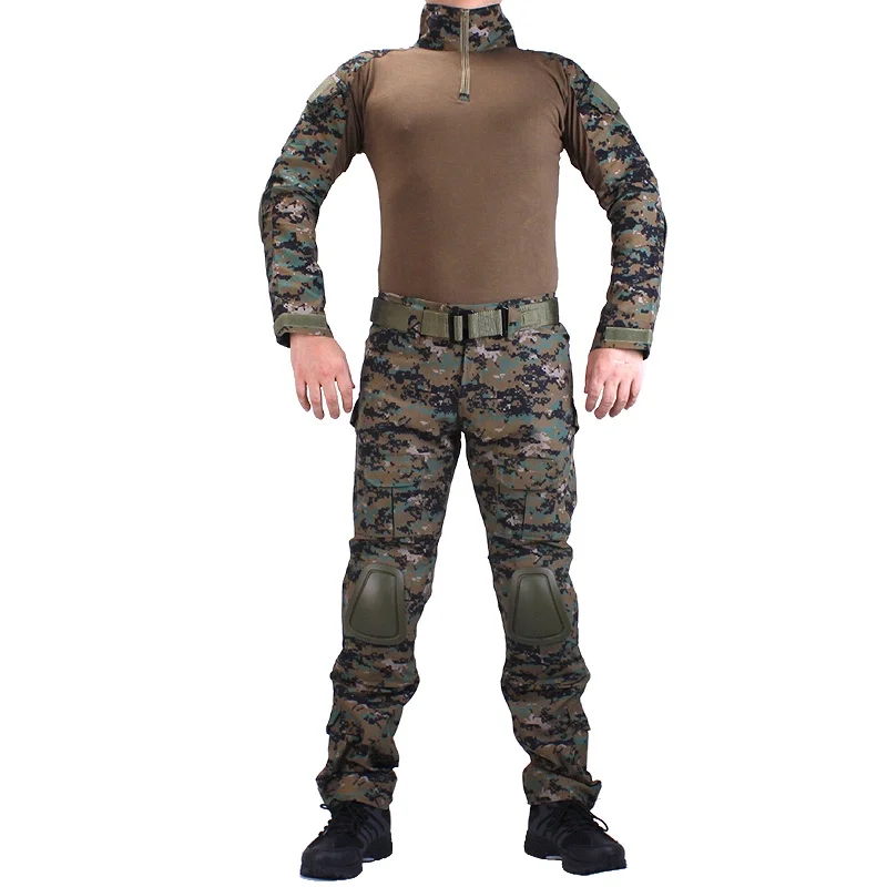 Woodland Jungle Camouflage Hunting Clothes Tactical Uniform Set Men Camo Outdoor Training Airsoft Combat BDU Shirt Pants Suit