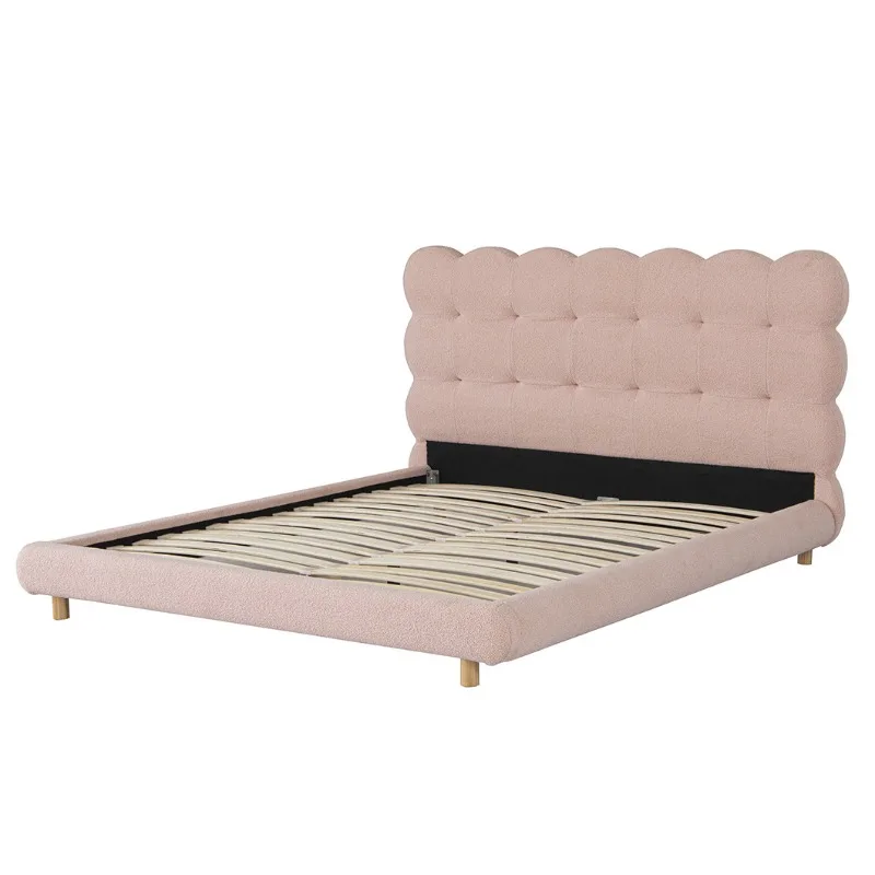 

Bedroom Bed Pink Lamb Fleece Wave Design Double