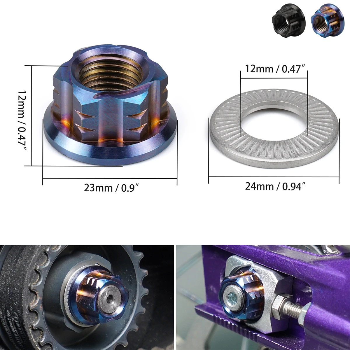 

For Surron Electric Bike M12 Rear Axle Nut Primary Belt Pulley Nut For 2025 2024 2023 Surron light bee X S L1E Versatility Parts