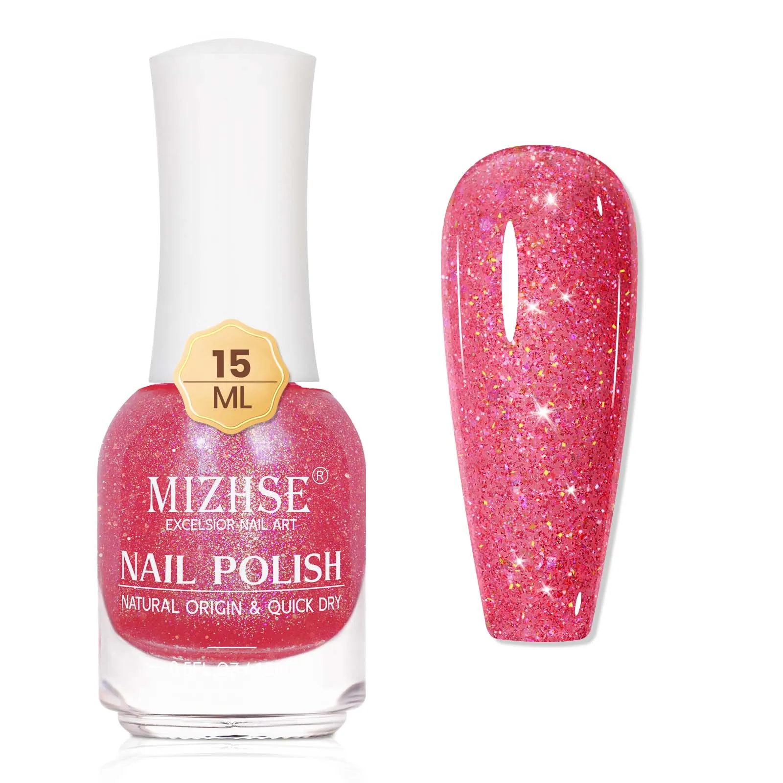 MIZHSE 15 ML Shimmer Nail Polish Quick Dry Varnish Soak Off Without UV Lamp Glitter Nail Effect Semis Permanent Nail Arts