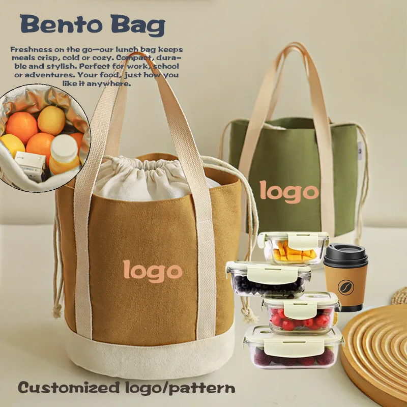 

Простая утолщенная портативная холщовая изолированная сумка для обеда с цветными блоками, индивидуальный логотип для студентов и офисных работников