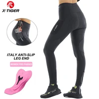 X-TIGER Pantalones de bicicleta para mujer, pantalones de bicicleta reflectantes transpirables con almohadilla mejorada con cremallera, pantalones ajustados para bicicleta MTB