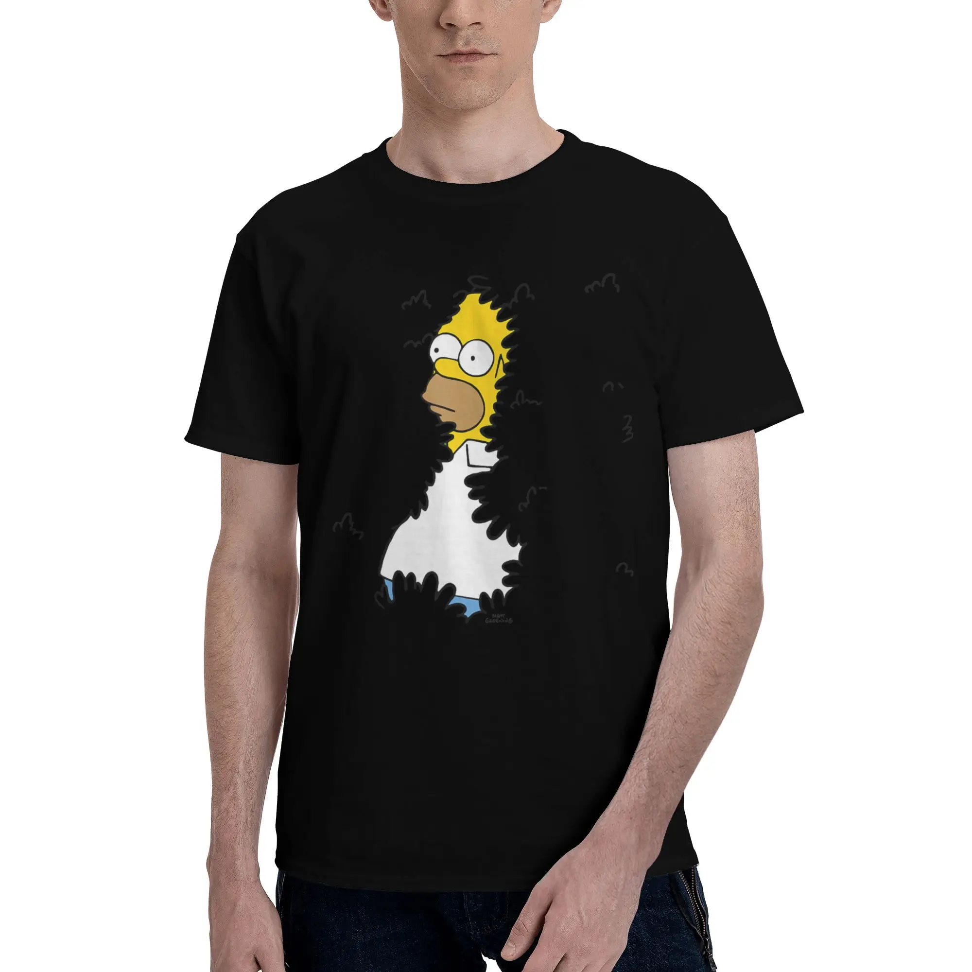 The Simpsons Homer Hide Bush Meme T Shirt B0GXFCGFXY Funny Graphic 100% Cotton T-Shirt Funny Meme Tops Tees For Men