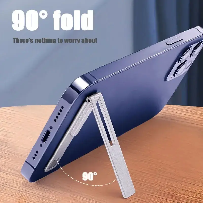 Mini Mobile Cell Phone Desk Holder Vertical and Horizontal Adjustable Stand Metal Alloy Thin Desktop Foldable Support Kickstand