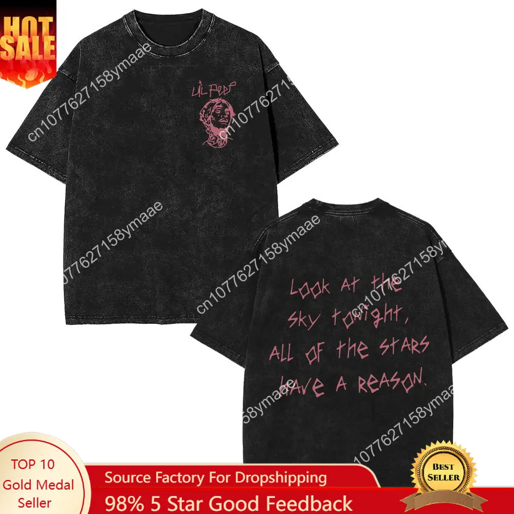 

Rapper Lil Peep Tour Concert Graphic T Shirt Men's Women Fashion Hip Hop Short Sleeve T-shirt Vintage Washed Oversized T-shirts