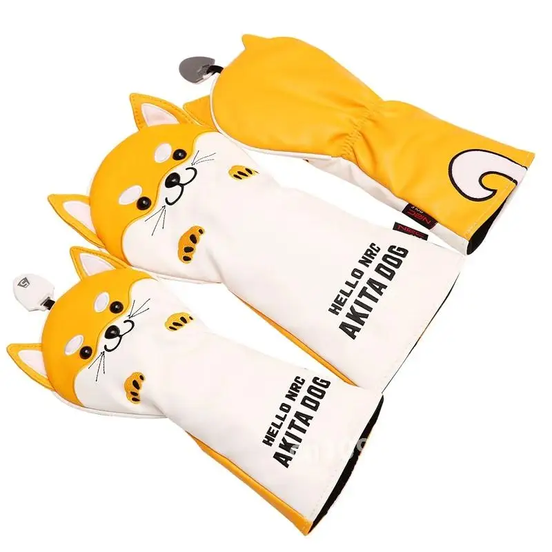 NRC Golf Club Headcovers Driver Fairway Wood Hybrid Covers Set Lovely AKITA Dog Cartoon Animal 460cc