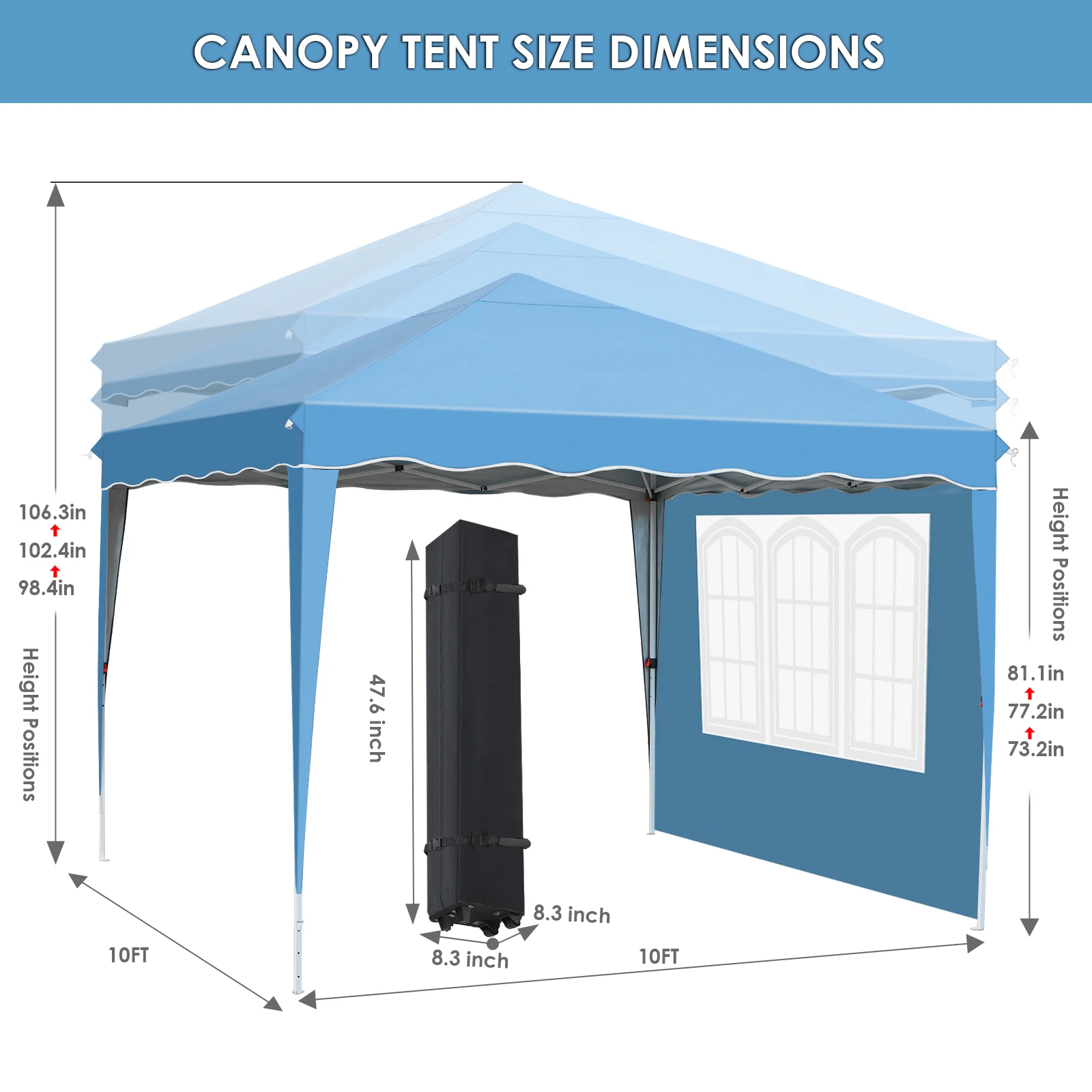 AOOU Toldo emergente de 10x10 pies con 4 paredes laterales, tienda con dosel instantáneo serie Ez Up comercial, cenador portátil para exteriores con bolsa con ruedas