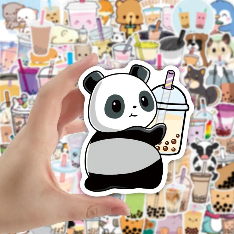 100pcs 만화 귀여운 우유 차 개인화 된 낙서 장식 스티커