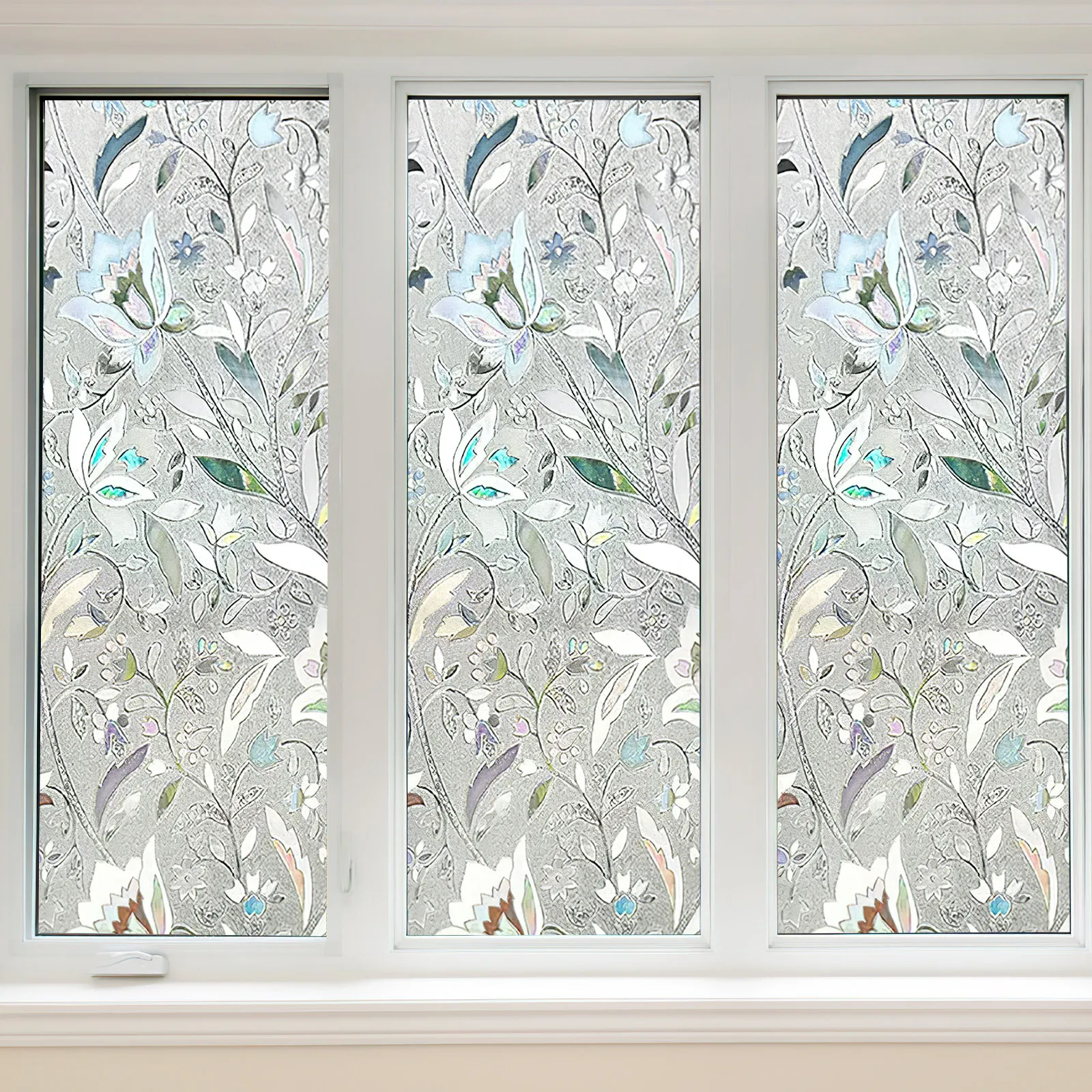 

Privacy Window Film Shower Flower Glass Bathroom Applique Decorative Films for Windows