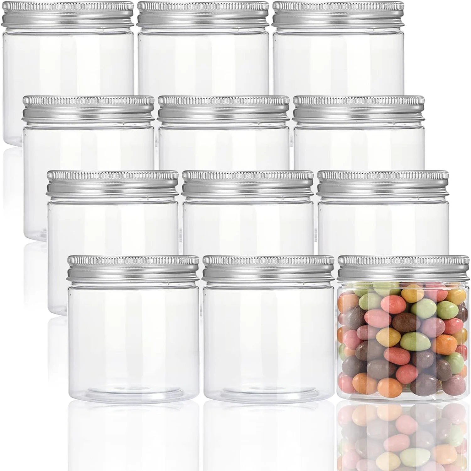 8OZ Clear Plastic Jars Containers with Screw On Lids,for Beauty Products,Kitchen & Household Storage