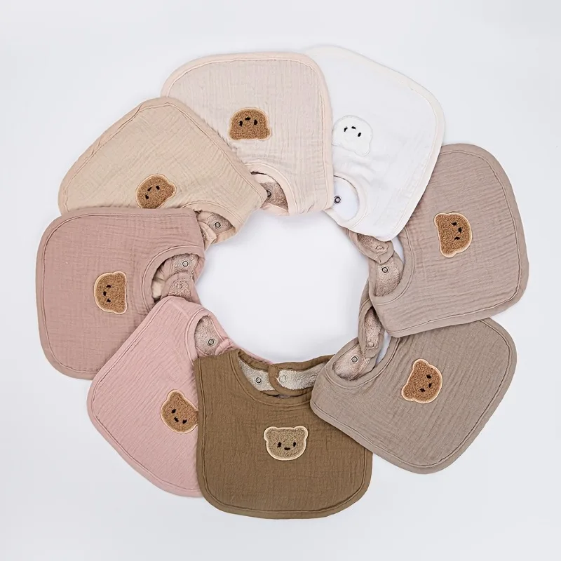 

Baby Bib Cute Bear Muslin Gauze Saliva Towel U Absorbent Pockets Kids Boys Girls Feeding Burp Clothes Newborn Infant Gift