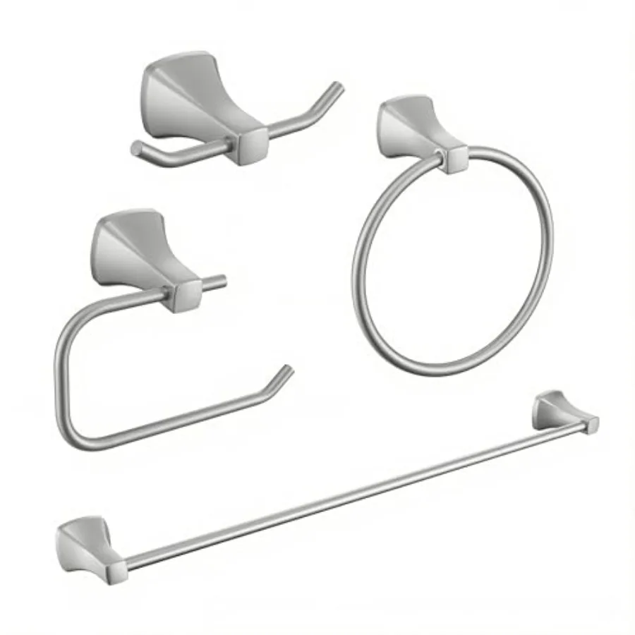

Bathroom Hardware Set 4 Pcs Bathroom Accessories Set, 23.6 inch Bath Towel Bar Set Towel Hook Toilet Paper Holder Hand Towel Ho
